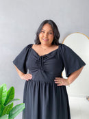 Vestido longo Preto com regulagem no busto