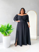 Vestido longo Preto com regulagem no busto